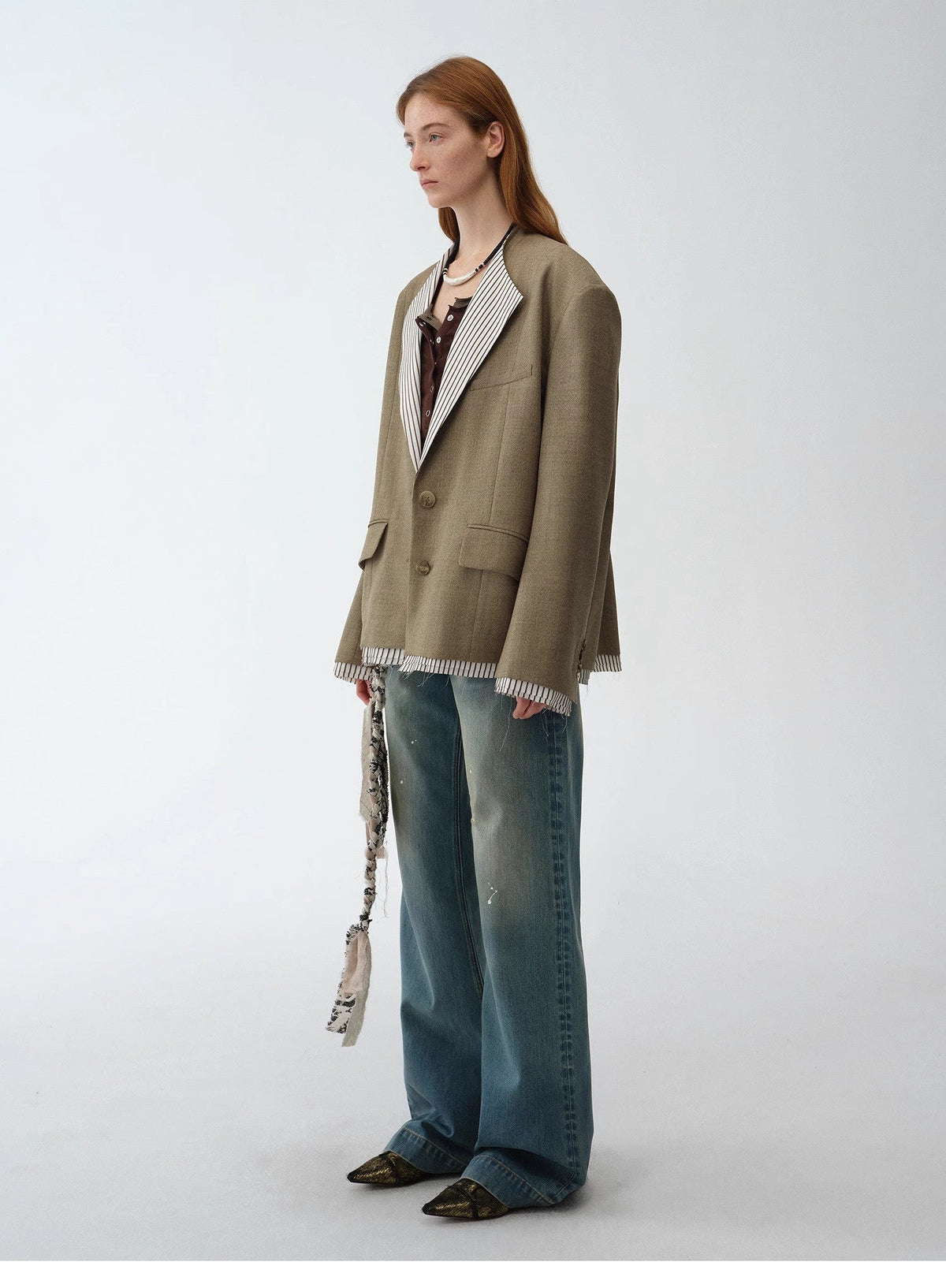"London Diary"old Money Style Contrasting Lapel Wool Blazer