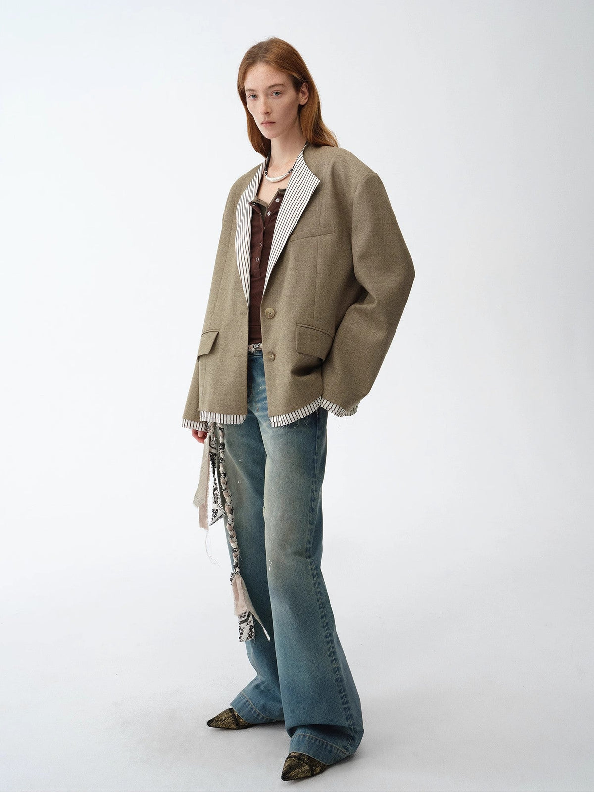 "London Diary"old Money Style Contrasting Lapel Wool Blazer