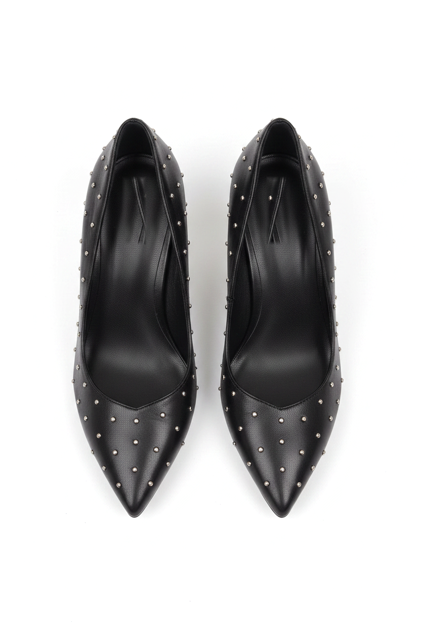 Callisia Black Studded Leather Pumps – 9.5cm Slim Heel