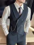 Men's Yarn-dyed High Double-breasted Shawl Collar Vest
