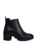 Sophora Black Leather Lug Sole Ankle Boots – 9cm Platform Block Heel