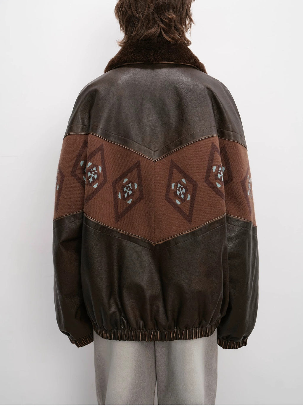 "Jumping City" Imported Suede Sheep Leather Sheep Curl Lapel White Goose Down Parka