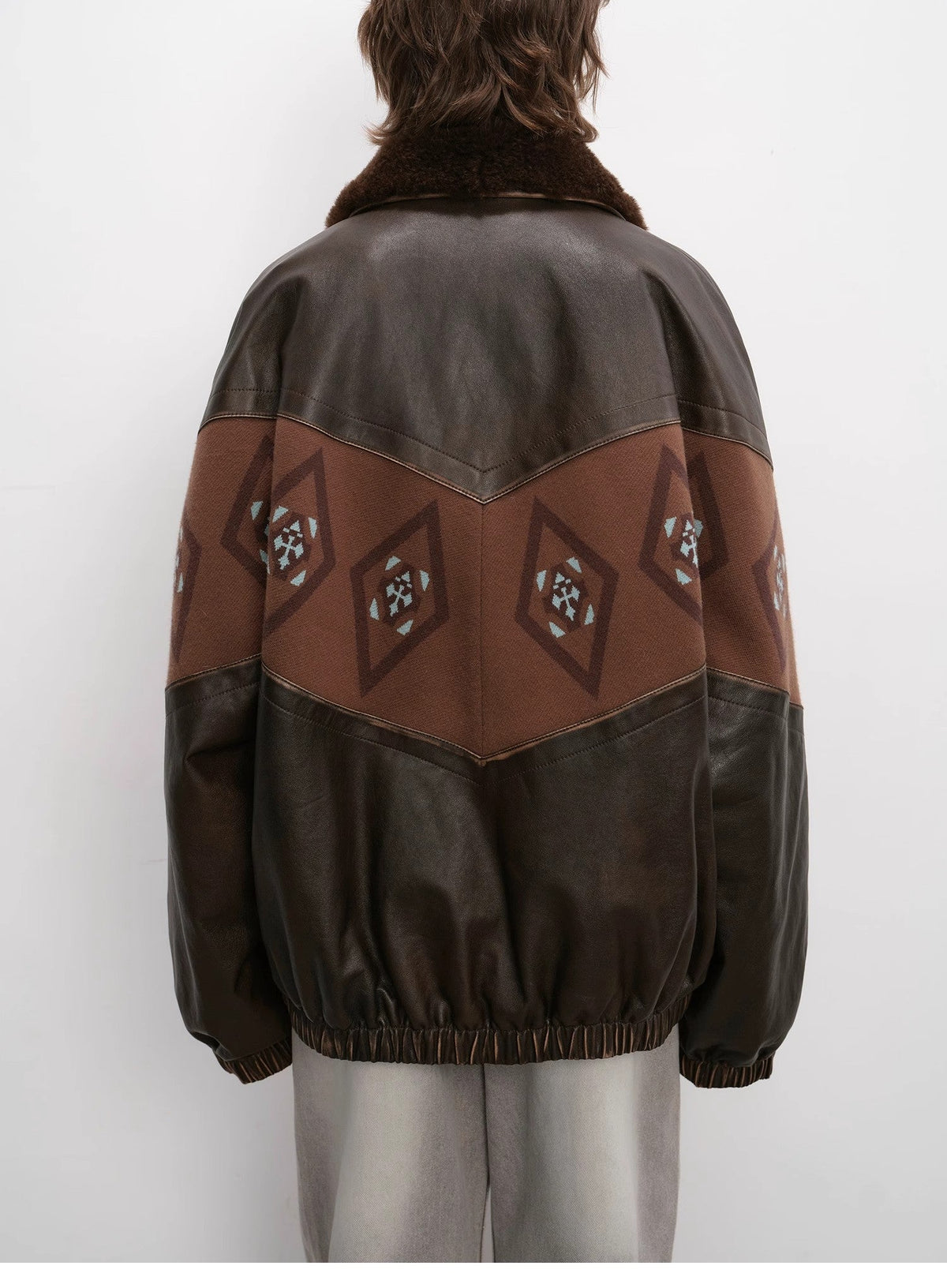 "Jumping City" Imported Suede Sheep Leather Sheep Curl Lapel White Goose Down Parka