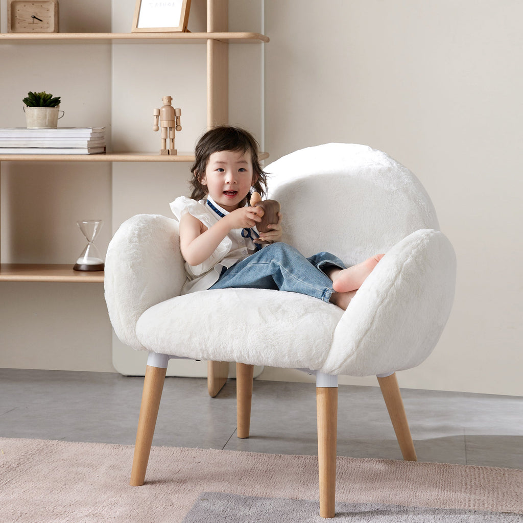 Pure Solid Wood Beech Frame Imitation Lamb Fabric Sofa Chair, Suitable for Living Room and Hotel