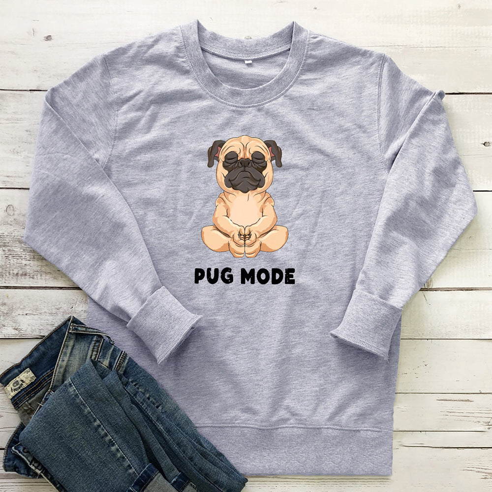 Sweat à capuche avec inscription PUG MODE