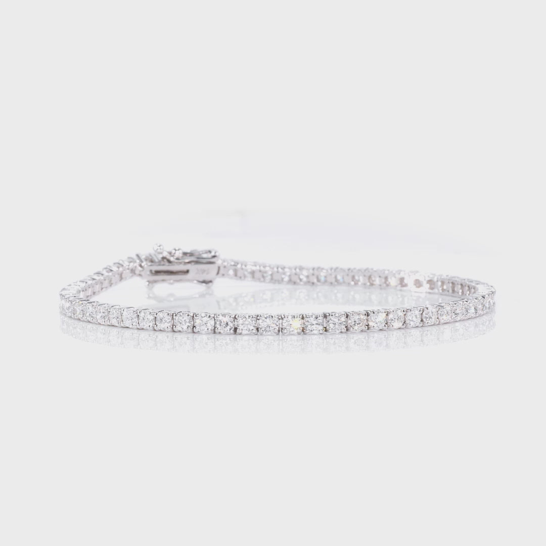 Pulsera de tenis de diamantes cultivados en laboratorio de 6.00 CTW certificados por AGI en oro amarillo o blanco de 14K | Claridad G/VS