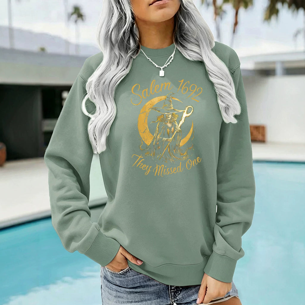 Printed round neck fleece hoodie