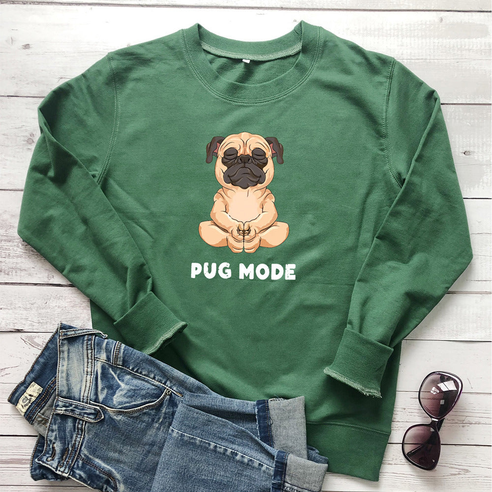Sweat à capuche avec inscription PUG MODE