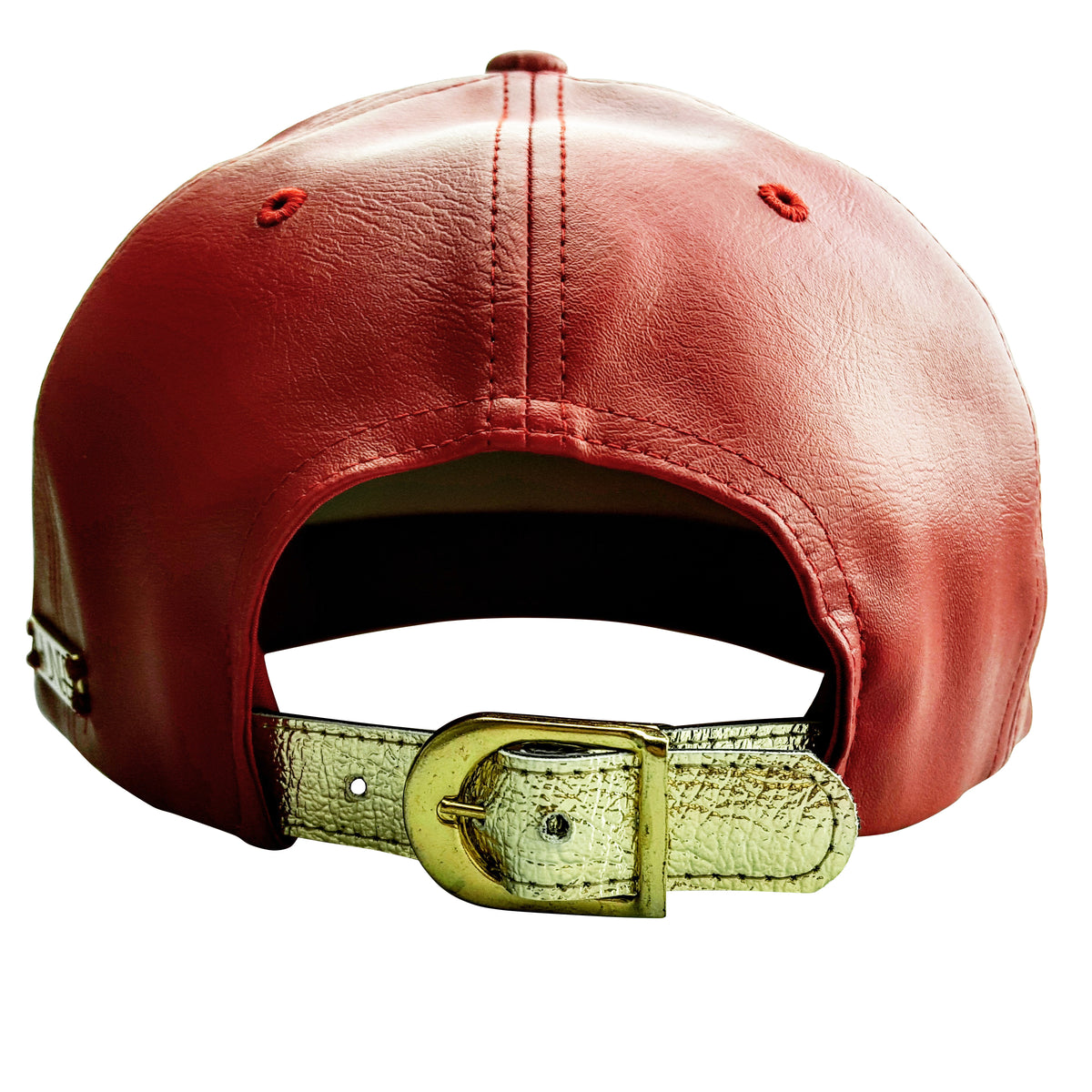 Red Faux Leather Snapback Hat