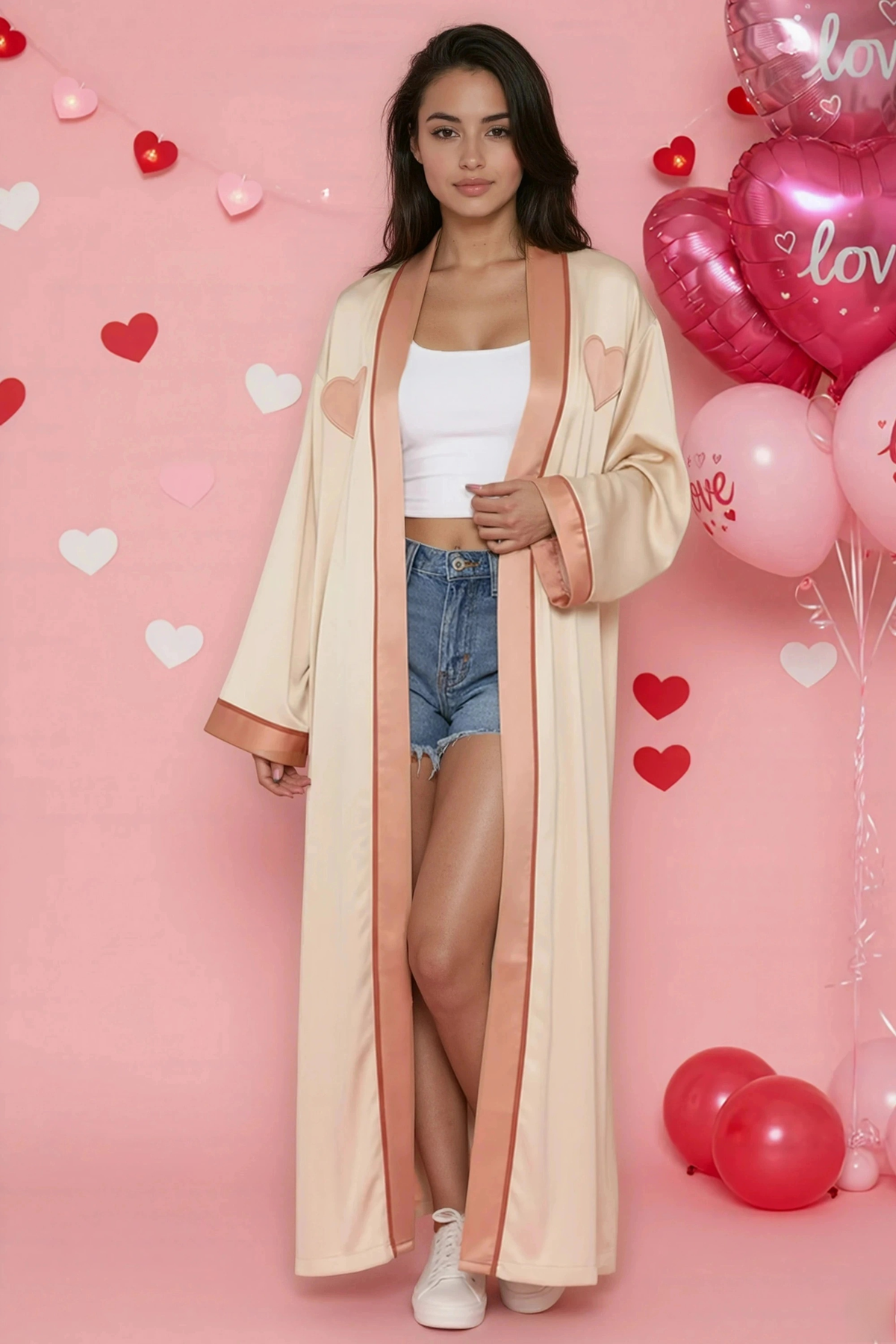 Hjärtmönstrad kimono