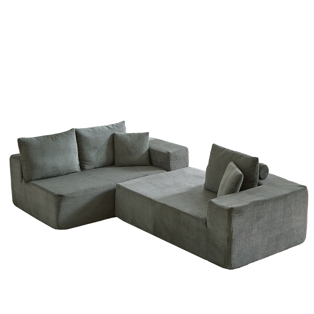 Sofá seccional moderno tapizado en pana, conjunto modular en forma de L de 108" para sala de estar con 5 cojines