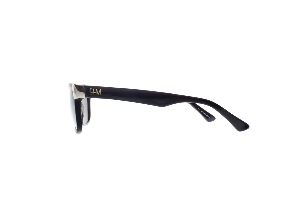 Shiny Black With Gold Tone Metal Wayfarers