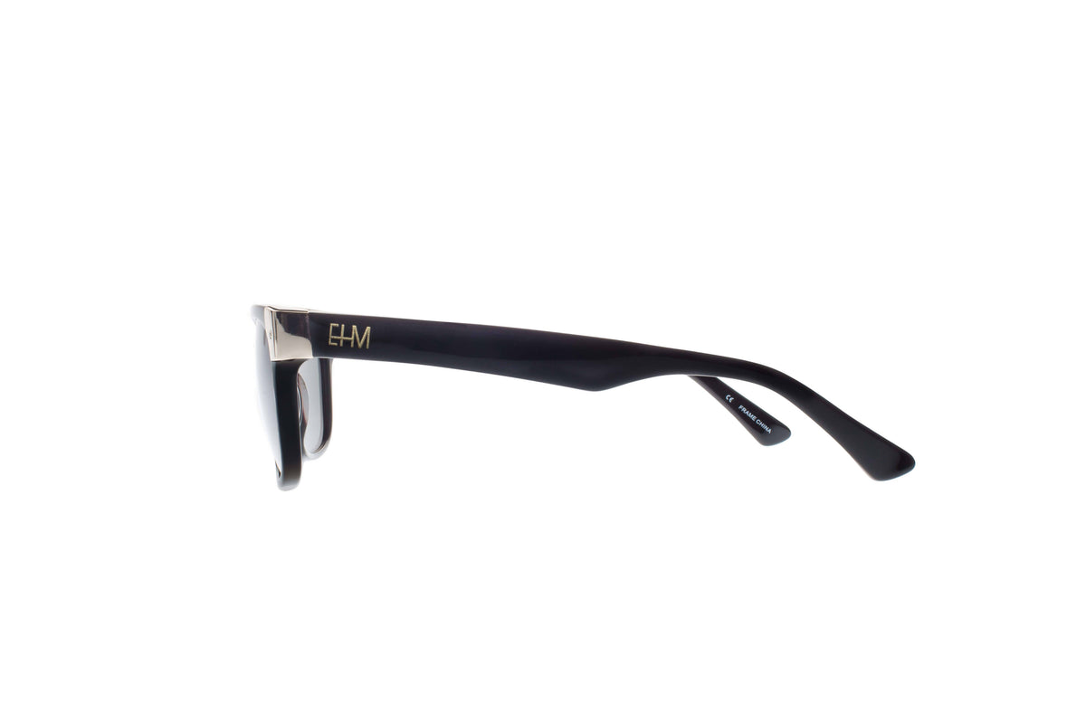 Shiny Black With Gold Tone Metal Wayfarers