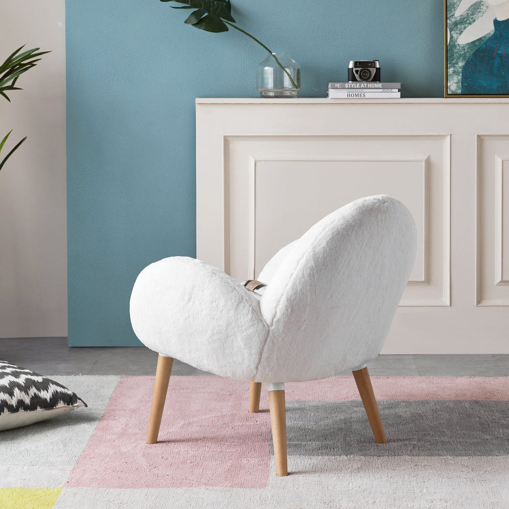 Pure Solid Wood Beech Frame Imitation Lamb Fabric Sofa Chair, Suitable for Living Room and Hotel