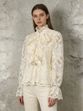 Retro 3D Floral Lace Long-Sleeved Shirt