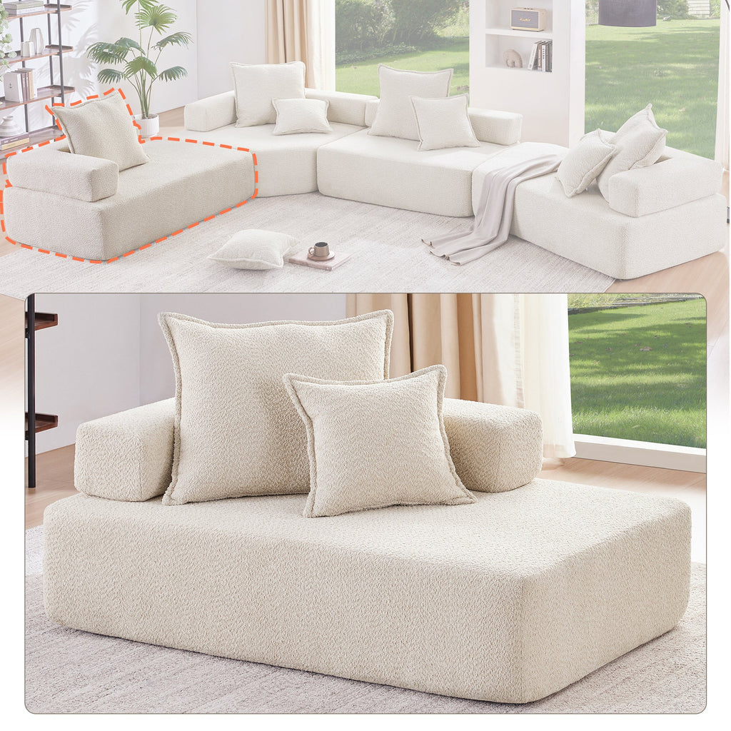 Estructura Lounge para sofá seccional modular en forma de U de gran tamaño, lujoso conjunto de sofá de suelo de bouclé, sofá cama convertible, espaci