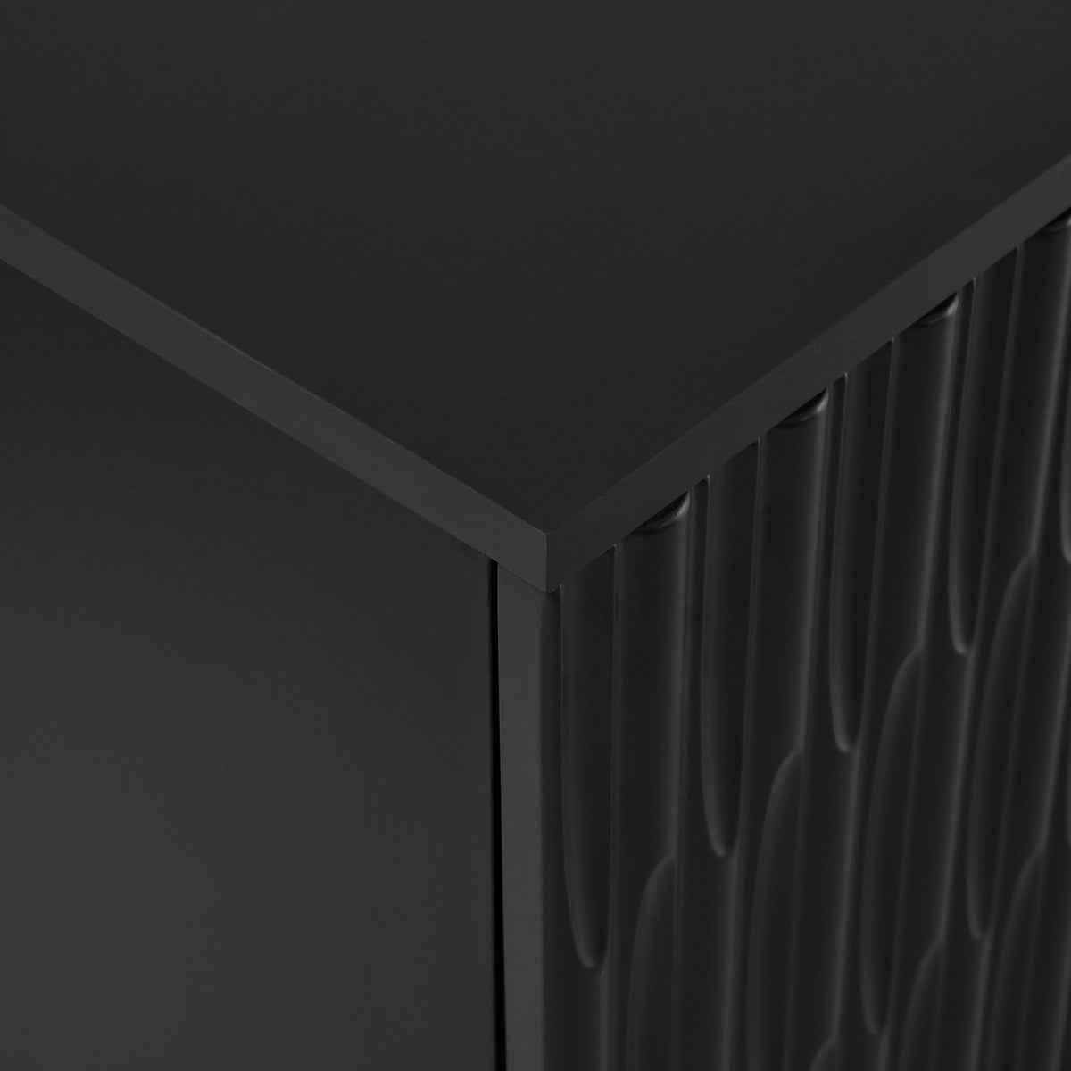 Elegant Sideboard Featuring Curved Bottom Doors With Arched Groove Design in a Stylish Four-Door Layout,Suitable for Liv