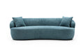 Blue Mid Century Modern Curved Sofa, 3 Seat Cloud Couch Boucle Sofa Fabric Couch for Living Room, Bedroom, Office