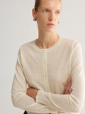 Worsted Wool Crewneck Knit Cardigan
