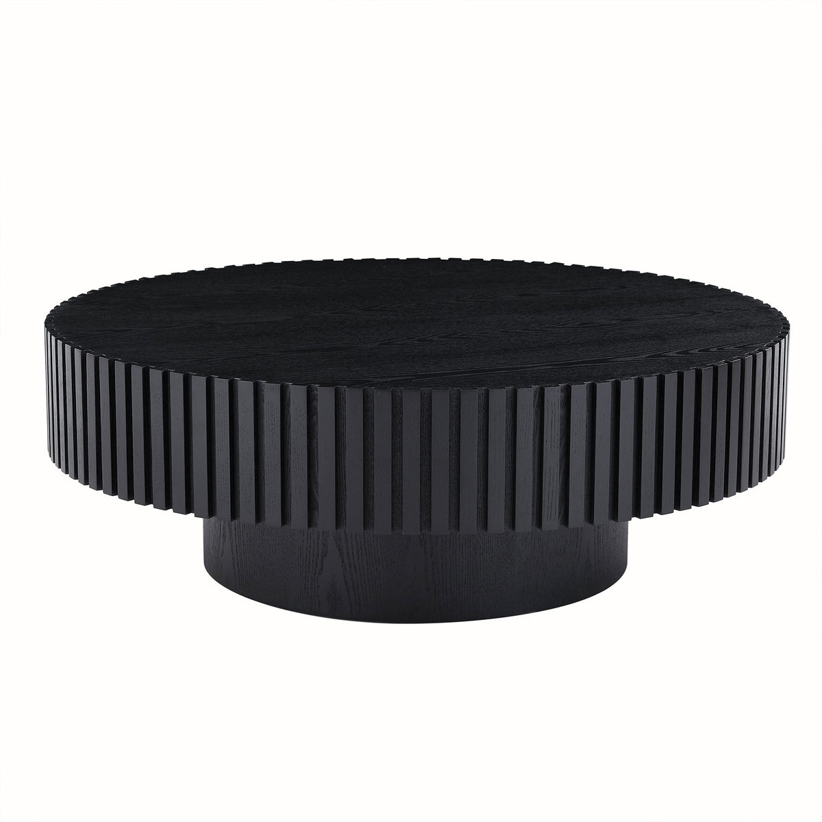 BLACK MDF Coffee Table 39.37inch Modern Handcraft Drum Coffee Table Round Wood Coffee Table for Living Room, Apartment