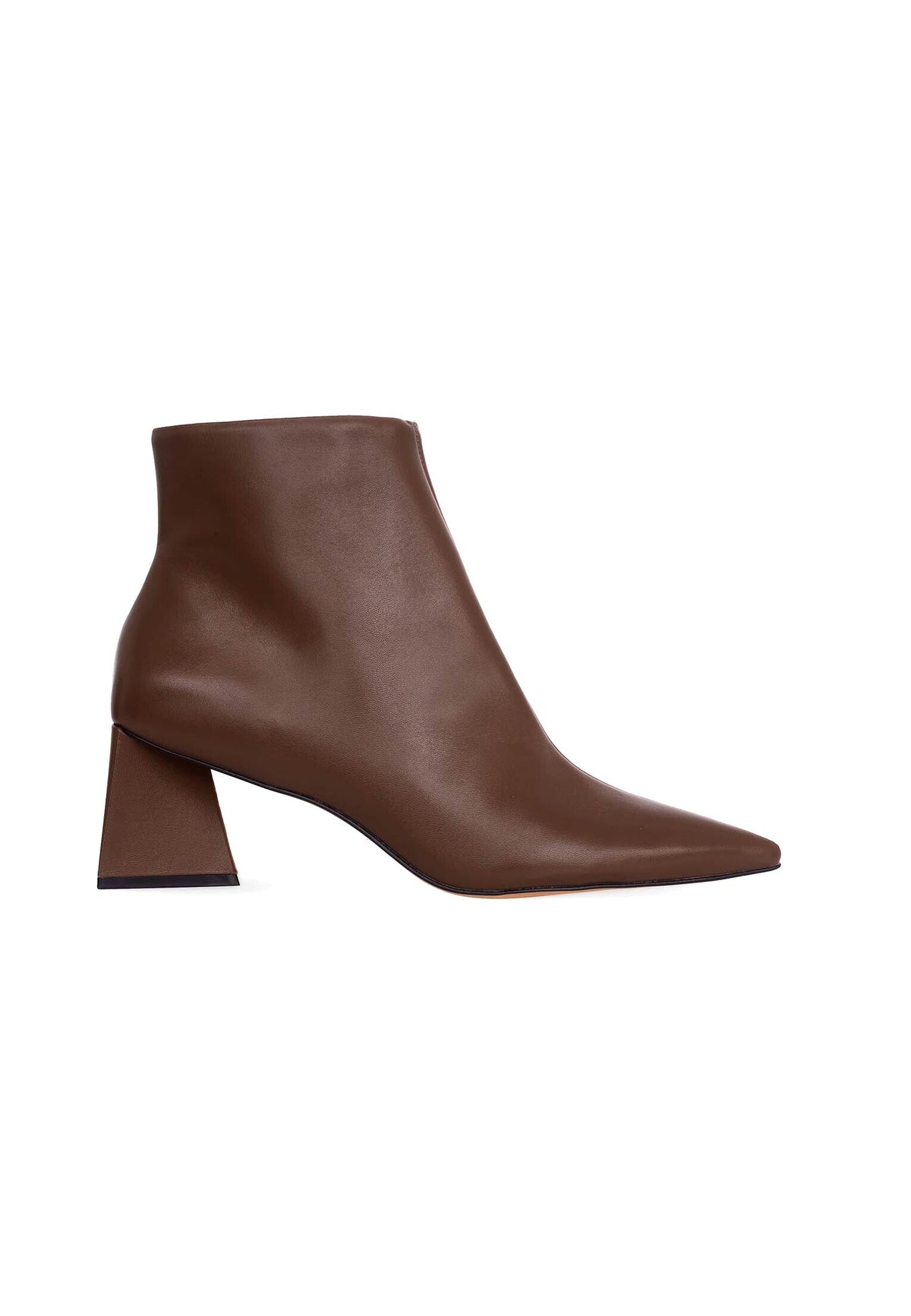 Mabea Black Leather Ankle Boots – Pointed Toe, 6.4cm Flared Heel
