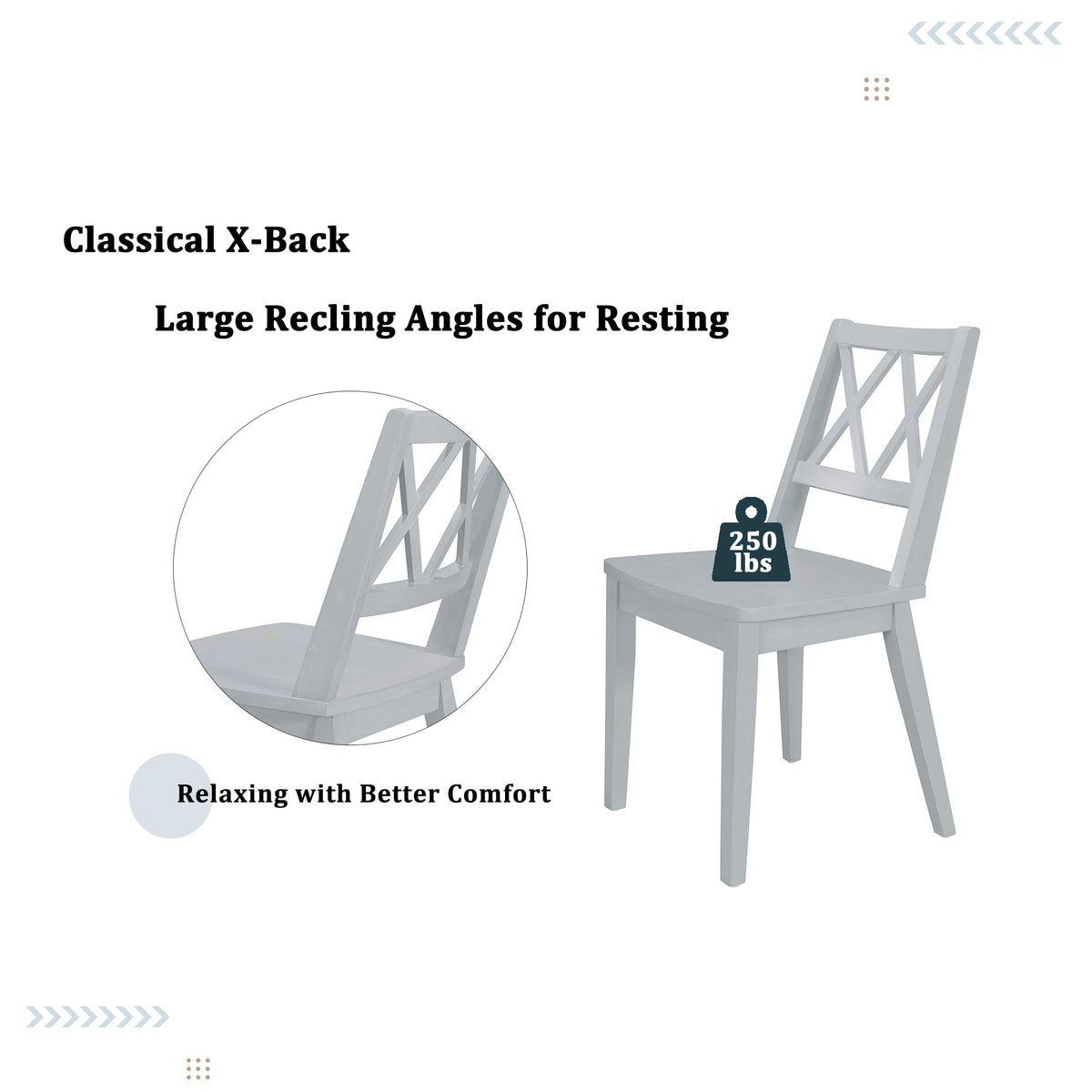 Mid-Century 5-Piece Extendable Round Dining Table Set With 15.7" Removable Leaf and 4 Cross Back Dining Chairs, Grey