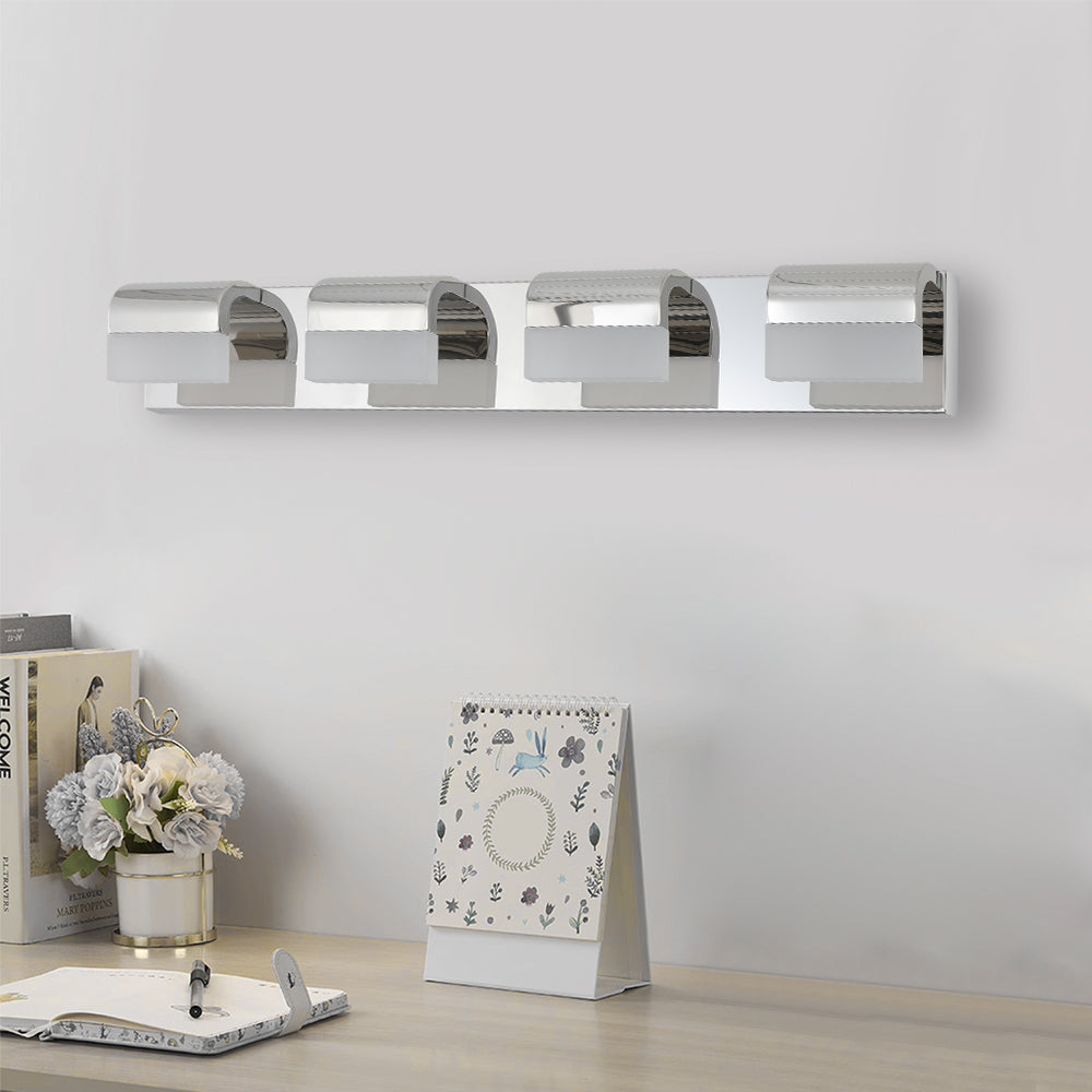 (Igual a W1340110600/L2012) Lámpara de baño moderna para tocador, luz LED de 4 luces para sobre el espejo, iluminación de pared para baño