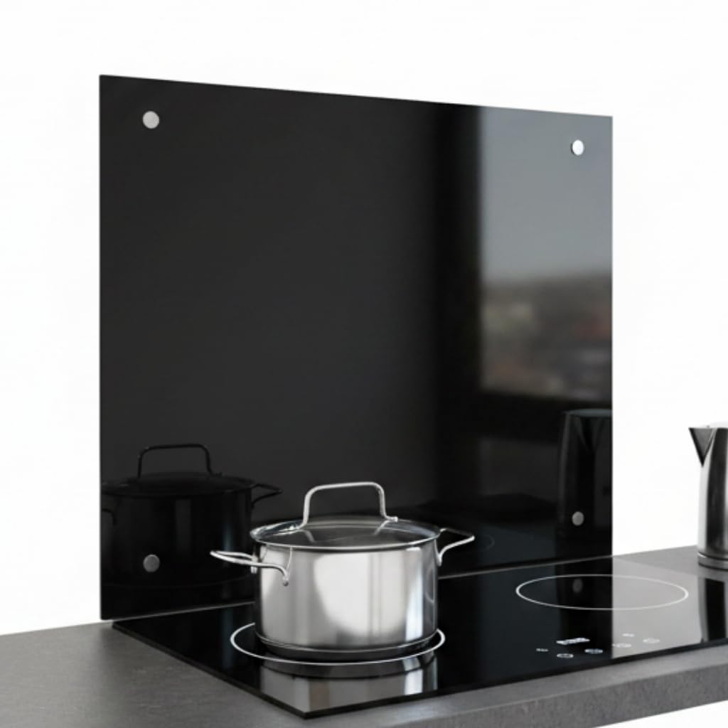 Mucola Küchenrückwand Glas Spritzschutz Sicherheitsglas 70x50 cm Schwarz