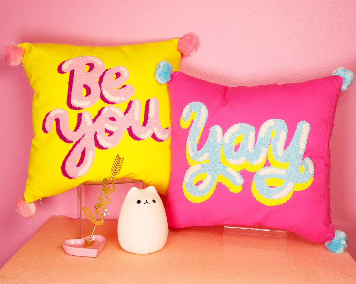 Square Hook Pillow - Yay