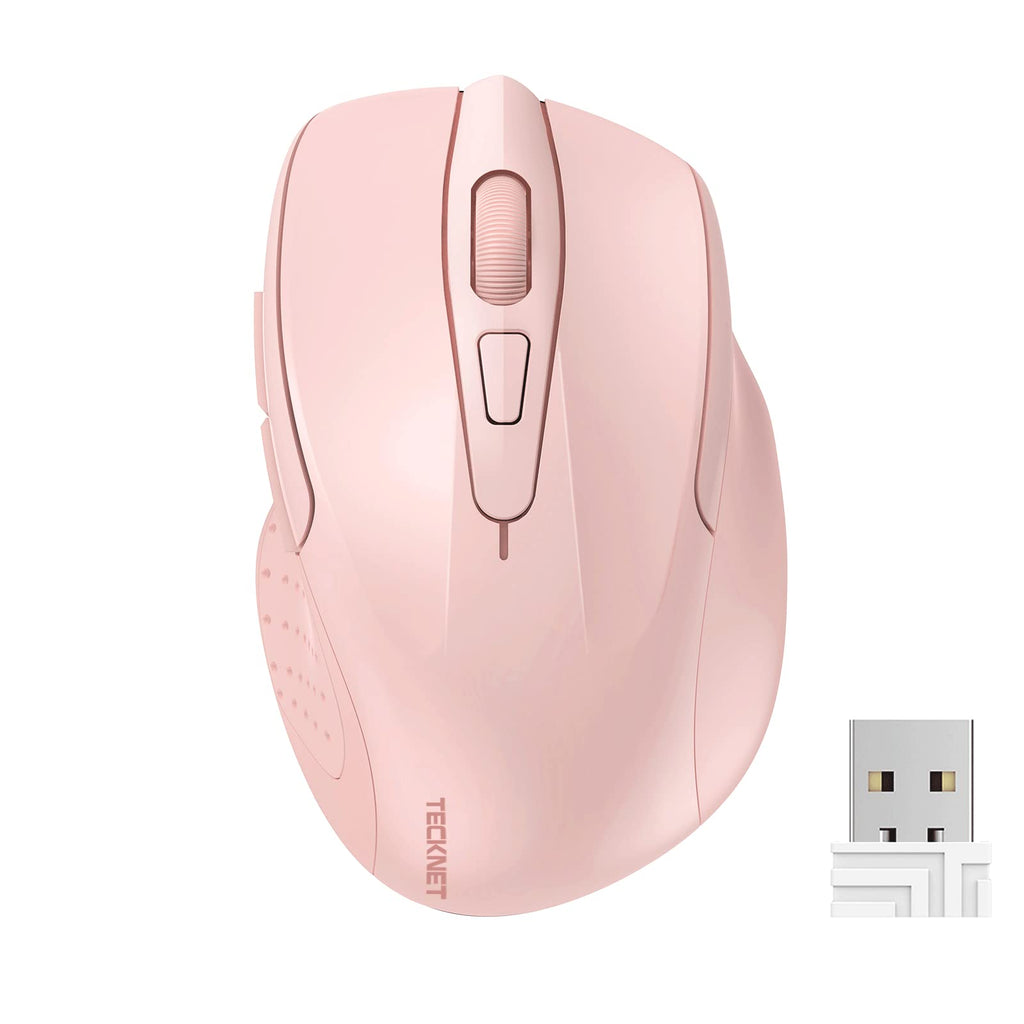 TECKNET Kabellose Maus, 2,4 GHz optische Funkmaus mit USB-Empfänger, Grau