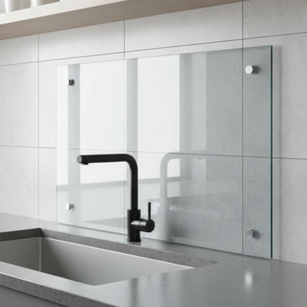 Mucola Küchenrückwand Glas Spritzschutz Sicherheitsglas 70x50 cm Schwarz