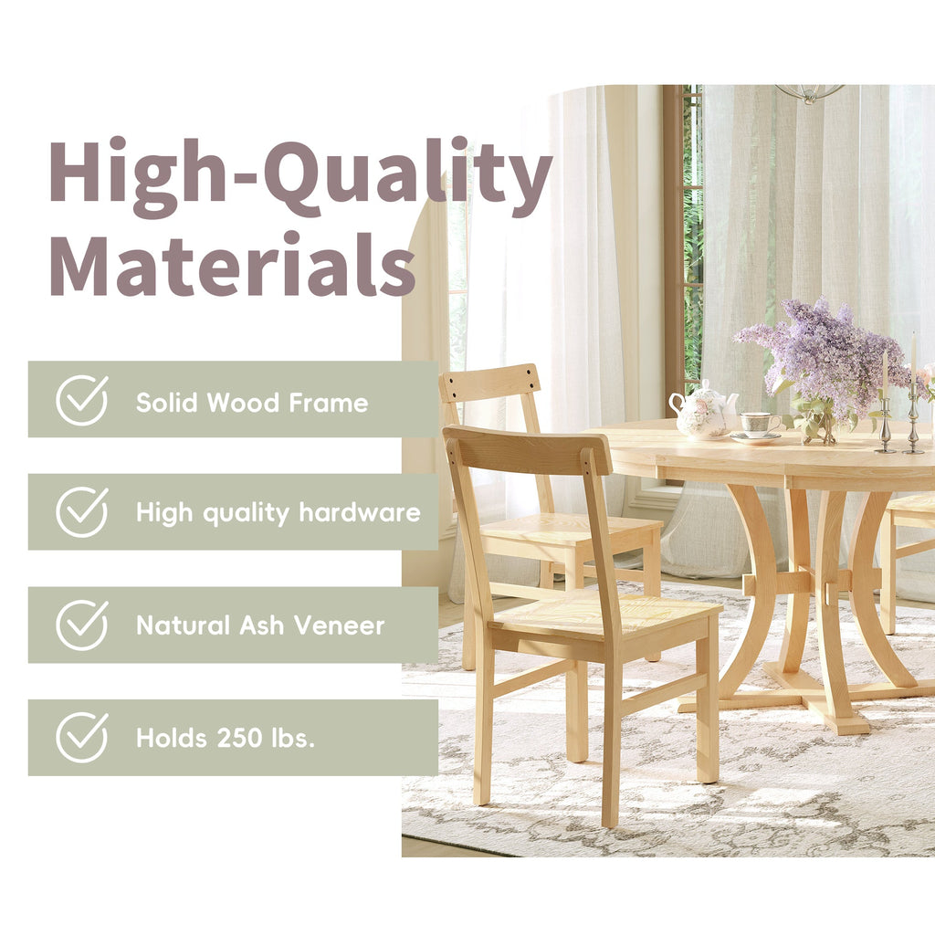 5-Piece Rustic Round Pedestal Extendable Dining Table Set With 15.7" Removable Leaf and Simple Dining Chirs for Small Pl