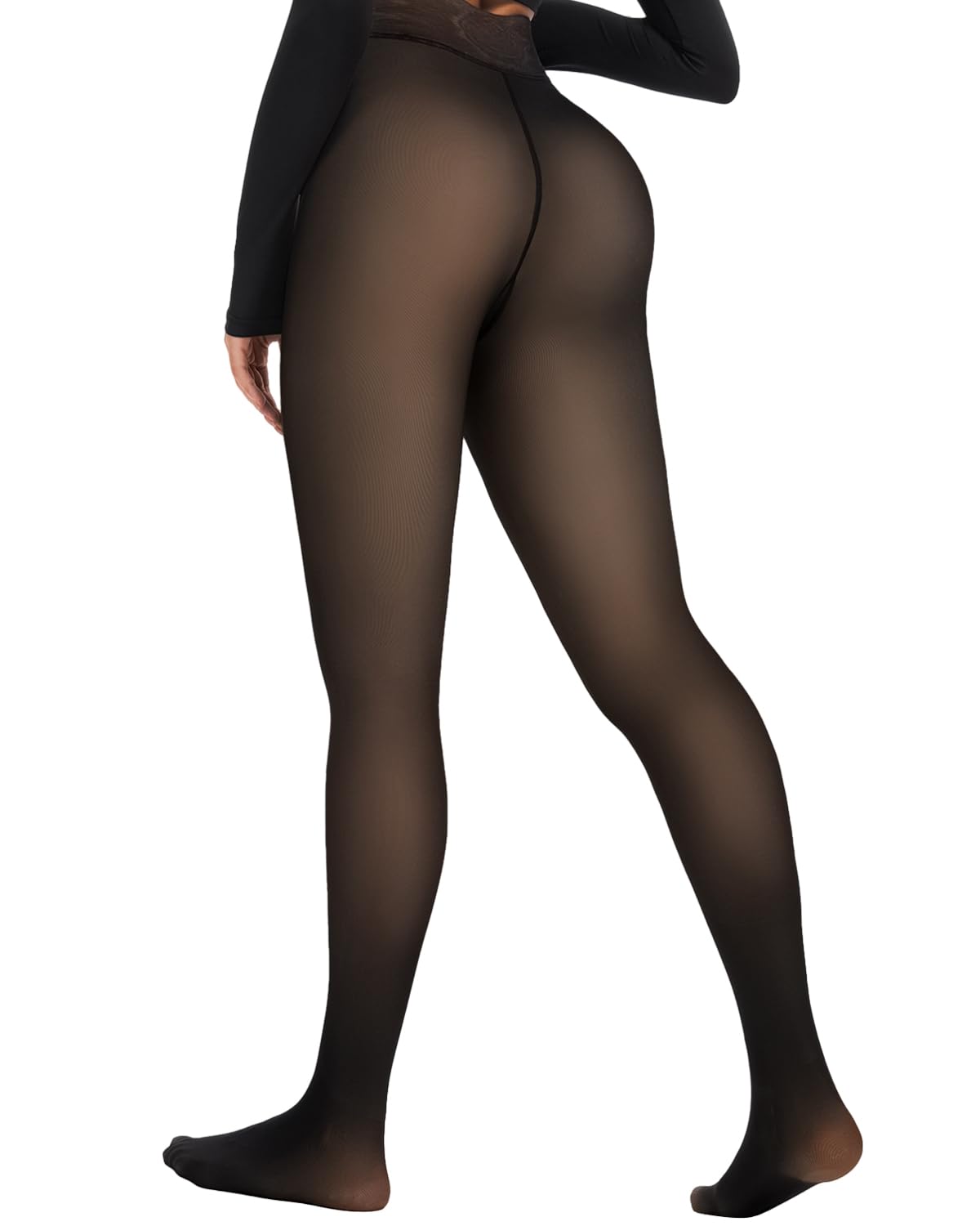 Spring Water Fleece Lined Tights Leggings for Women One Seam Design