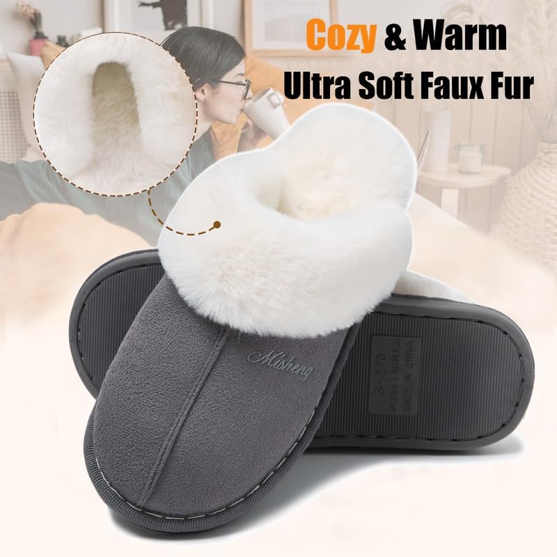 Misolin Damen Herren Hausschuhe Winter Warme Pantoffeln mit Memory-Schaum