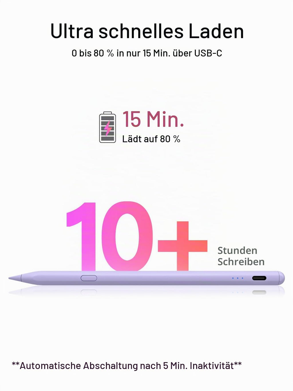 Stylus Stift für iPad 2018-2026 mit USB-C Schnellladeleistung, Palm Rejection und Neigungssensitivität Pencil für iPad 11/10/9/8/7/6/A16, Mini 7/6/5, Air M4/3/2 11"/13"/5/4/3, Pro M5/M4 13"/12.9″/11″