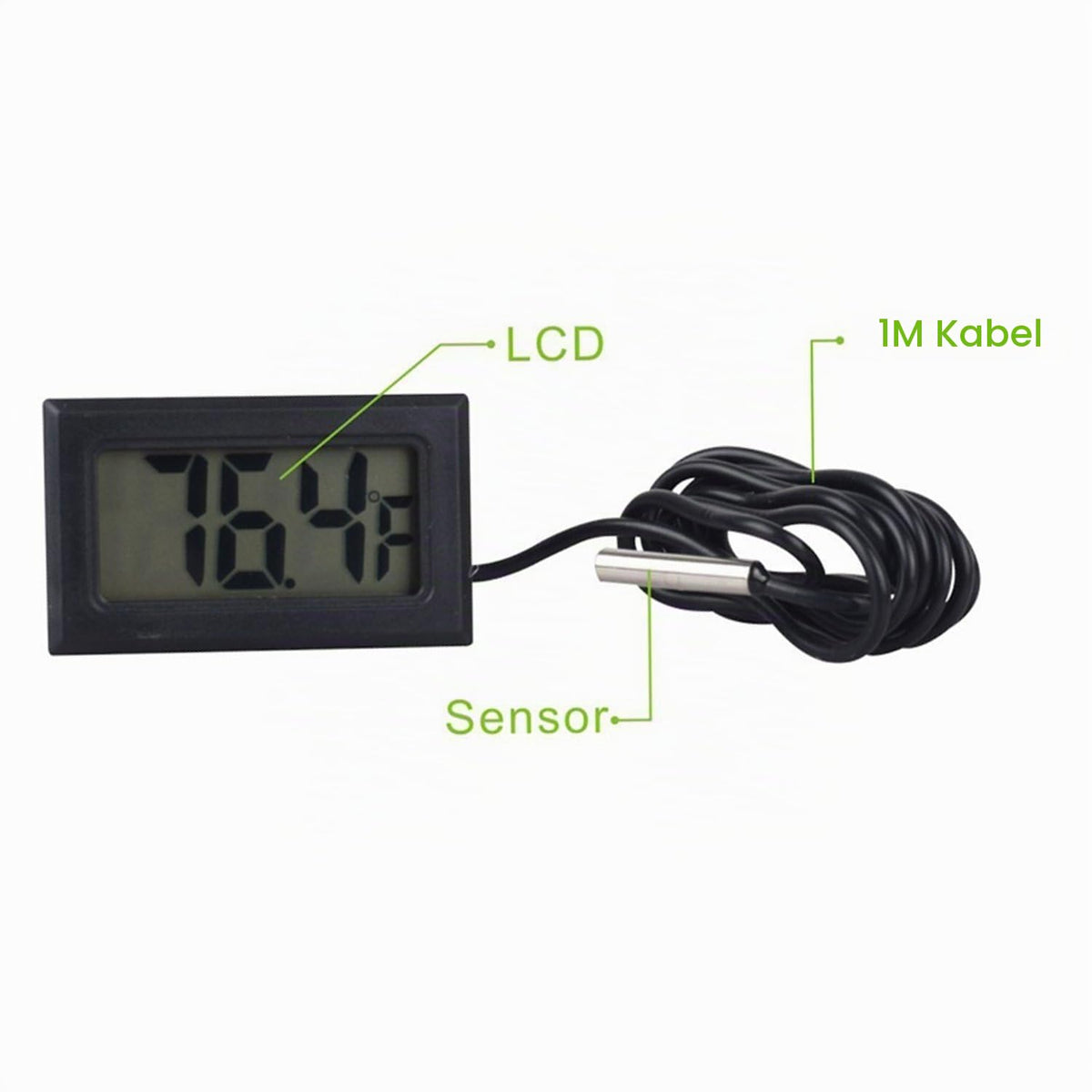 ARCELI Digital LCD Thermometer Temperaturüberwachung mit externer Sonde für Kühlschrank Gefrierschrank Kühlschrank Aquarium - schwarz （4 Stück）