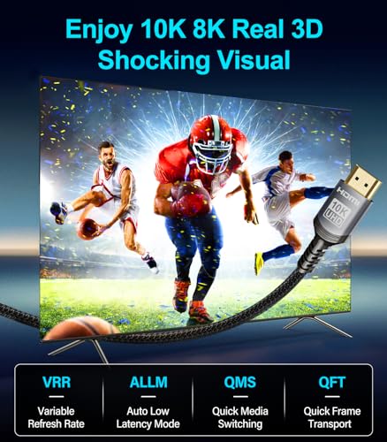 Sniokco 10K 8K 4K HDMI 2.1 Kabel 7.62Meter Zertifiziert 48Gbps High Speed