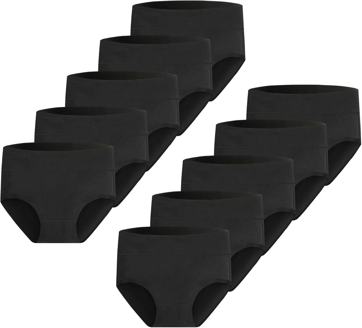 YouShow Damen Unterwäsche Hohe Taille Baumwolle Slips Damen High Waist Panty Unterhosen Damen Klassische Slips Mehrfarbig 5er Pack