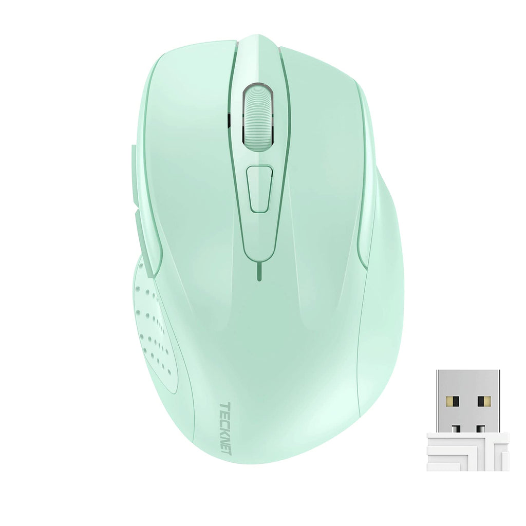 TECKNET Kabellose Maus, 2,4 GHz optische Funkmaus mit USB-Empfänger, Grau