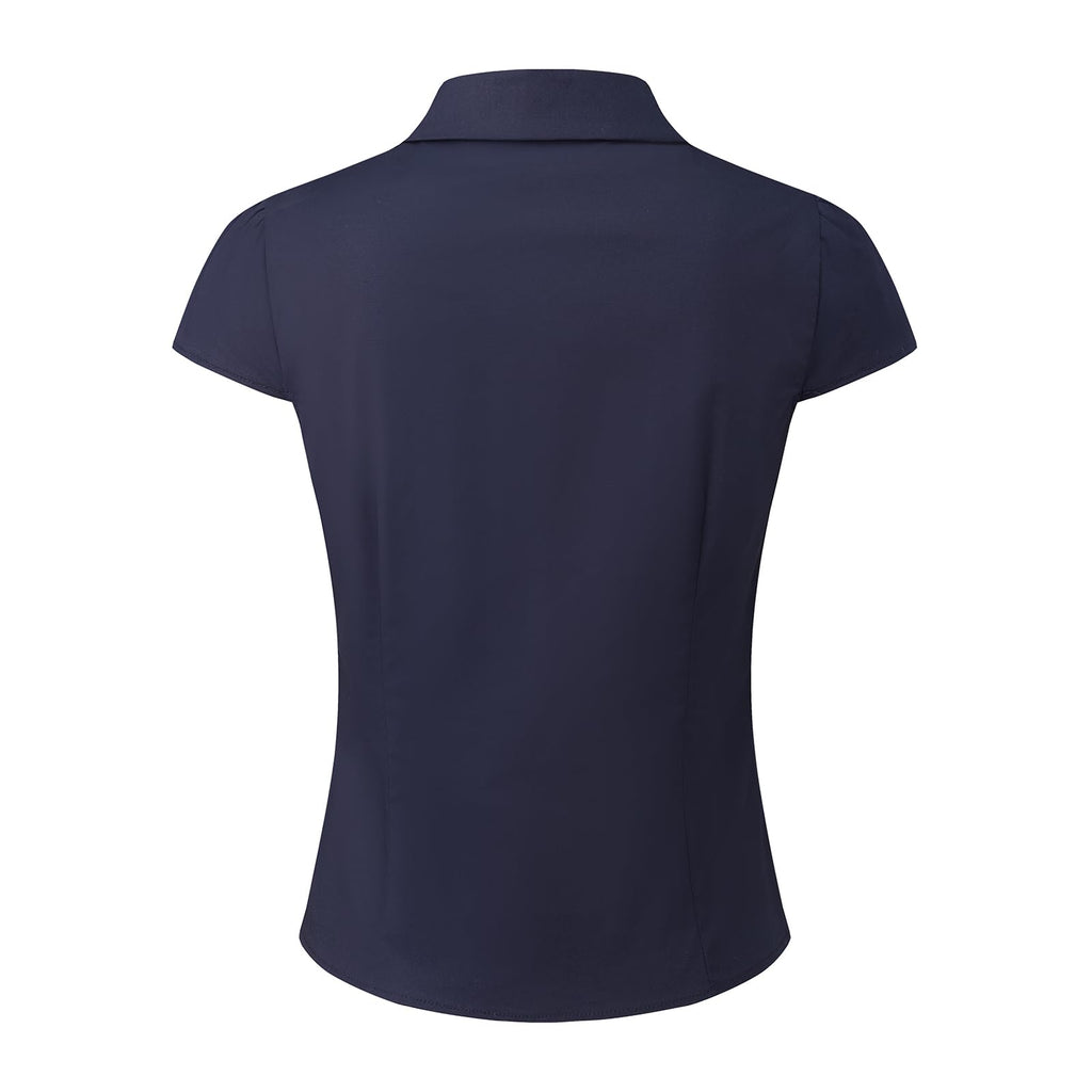 Damen Y2K Kurzarm-Bluse mit Knopfleiste, körperbetont und mit Kragen