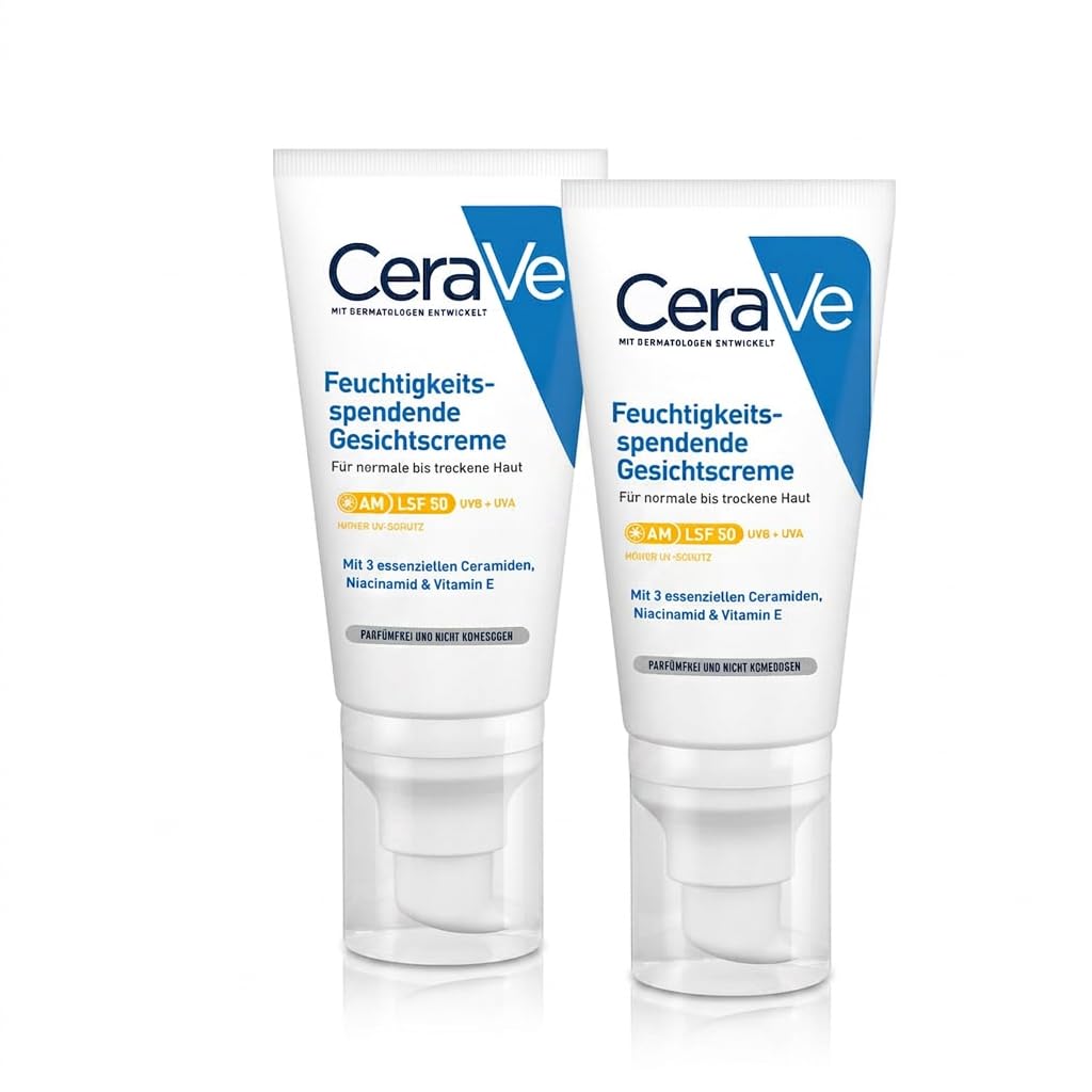 CeraVe Feuchtigkeitsspendende Gesichtscreme LSF 50, UVA- & UVB-Schutz, 50ml