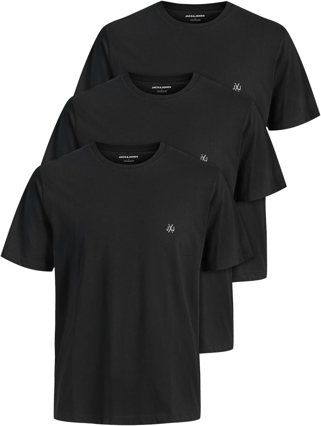 JACK & JONES Herren T-Shirt 3er Pack – Baumwolle, Rundhals, Kurzarm, mit Print – Bequeme Freizeitshirts im modernen Design