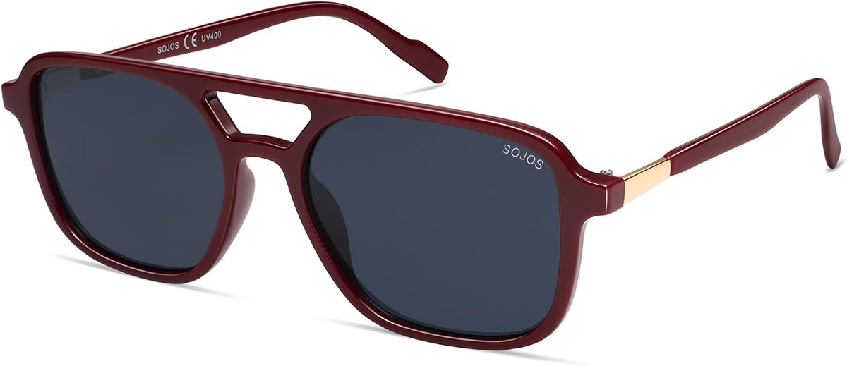 SOJOS Retro Aviator Sunglasses Womens Mens,Trendy Rectangle Shades SJ2202