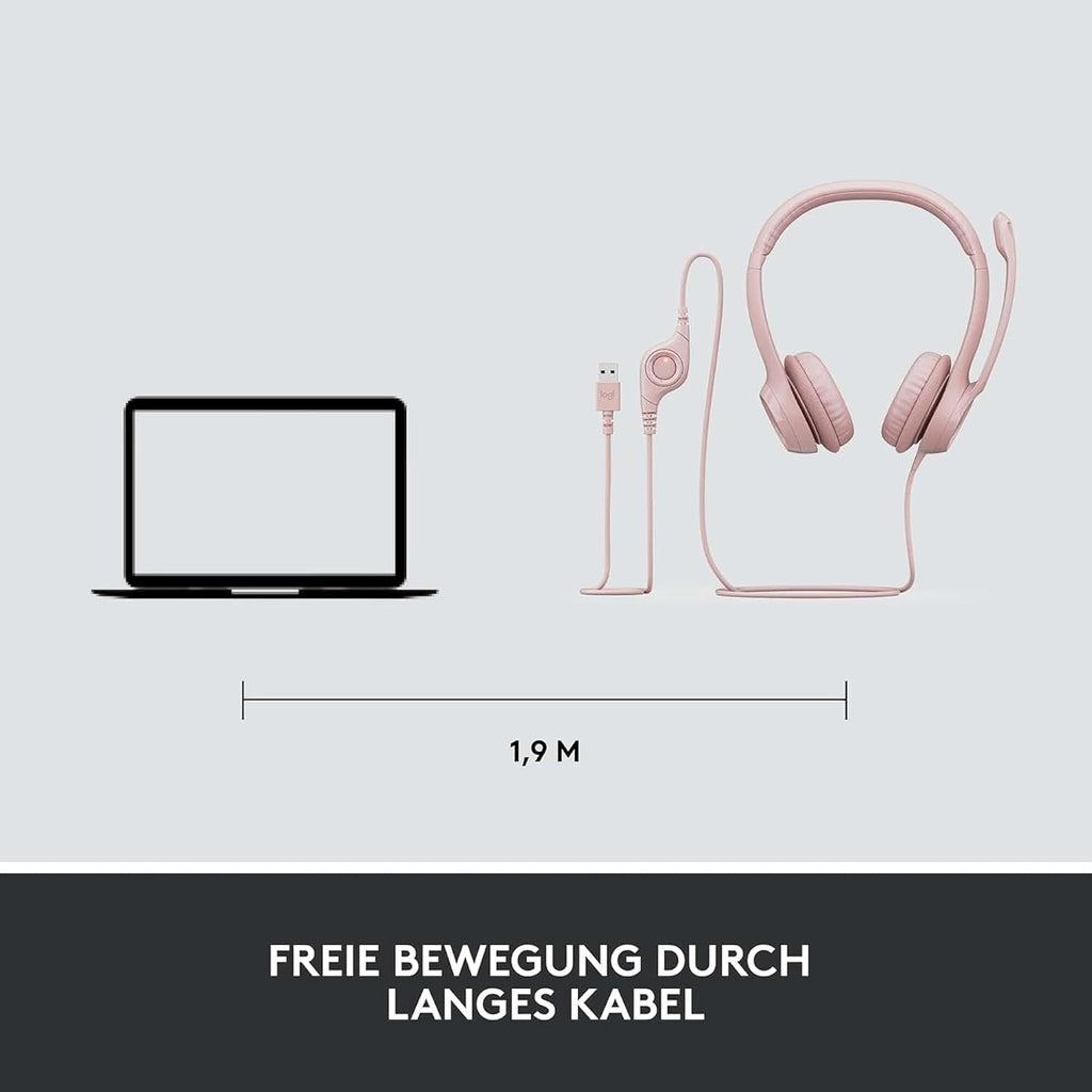Logitech H390 Kopfhörer für PC zuhause, PC-Headset mit Mikrofon, Schwarz