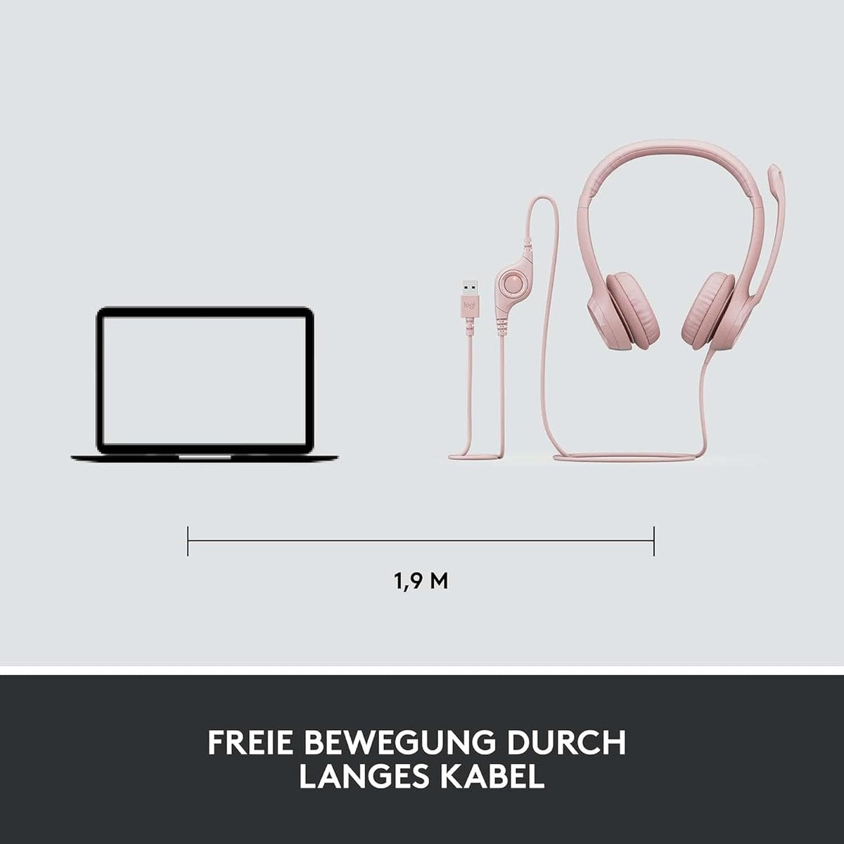 Logitech H390 Kopfhörer für PC zuhause, PC-Headset mit Mikrofon, Schwarz
