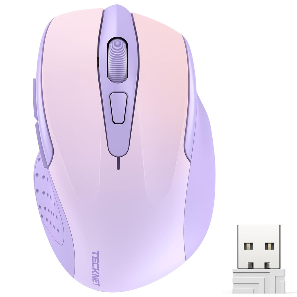 TECKNET Kabellose Maus, 2,4 GHz optische Funkmaus mit USB-Empfänger, Grau