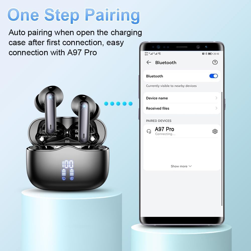 Bluetooth Kopfhörer, Kopfhörer Kabellos Bluetooth 5.4, Tiefer Bass Ohrhörer