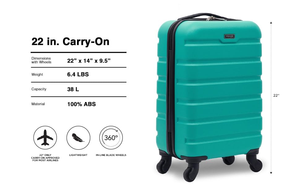Wrangler 22" Hardside Spinner Carry-On Luggage, Charcoal