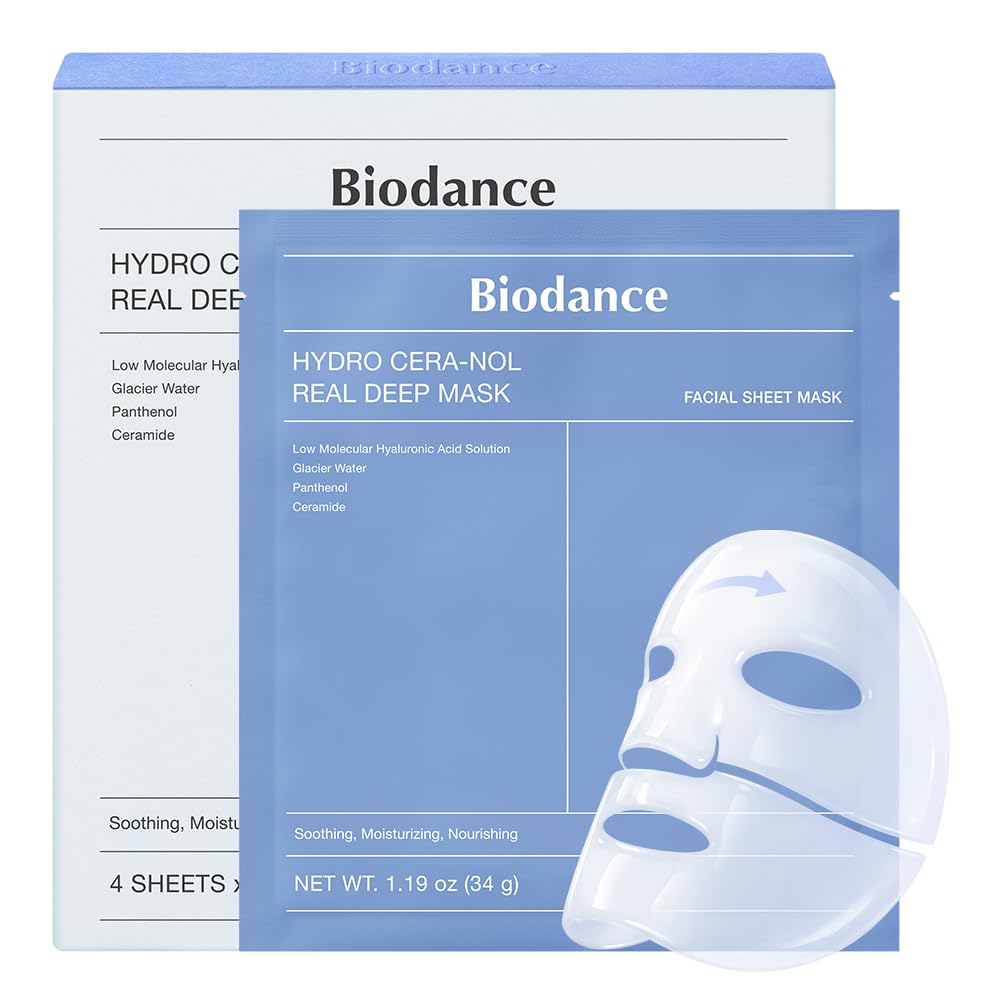 BIODANCE Refreshing Sea Kelp Real Deep Mask, Hydrogel Mask, Calming, Oil & Sebum Control, Blemish Care, Korean Skincare, 34 g x 4ea