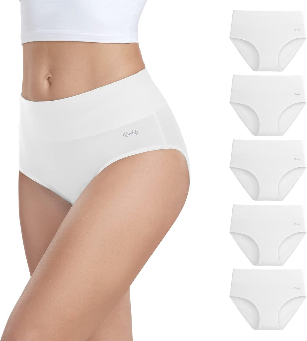 anqier Damen-Unterhosen, 5er-Pack, Stretch-Baumwolle, hoch geschnittene Slips für Damen